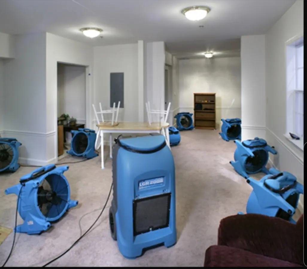 Air movers and dehumidifier setup for Water Extraction & Removal in Superior